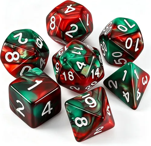 Miniatura 20 de QMAY DND Juego de Dados - 7 Piezas de Dados Poliédricos con Bolsa de Dados D&D para Mazmorras y Dragones, RPG, MTG, Juegos de Rol