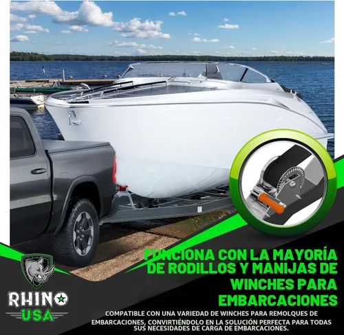 Miniatura 6 de Rhino USA Correa de cabrestante de barco con gancho (2 pulgadas x 20 pies) - Resistencia a la rotura de 5,016 libras - Correas de cabrestante