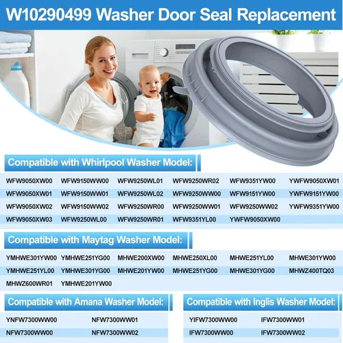 Miniatura 5 de Fuelle de sello de puerta de lavadora W10290499 mejorado compatible con sello de puerta Whirlpool Duet Washer WFW9150WW01 WFW9150WW00 WPW10381562