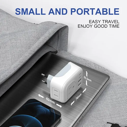 Miniatura 7 de VYLEE - Adaptador de enchufe de viaje europeo, paquete de 2, adaptador de viaje internacional con 2 salidas y 4 puertos USB (2 USB C), cargador