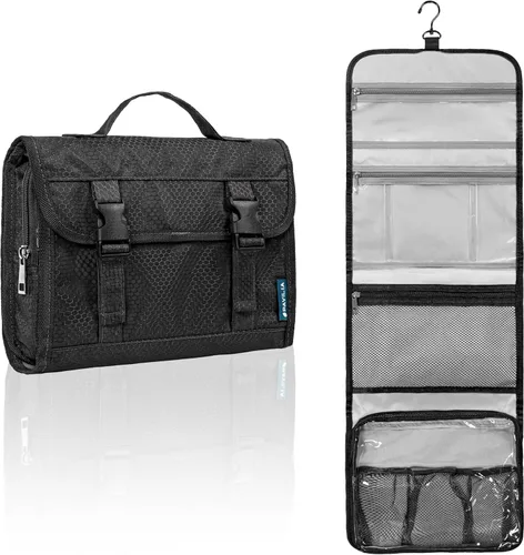 PAVILIA Neceser colgante de viaje para mujeres y hombres, kit de bolsa de maquillaje de gran capacidad, estuche organizador de almacenamiento de
