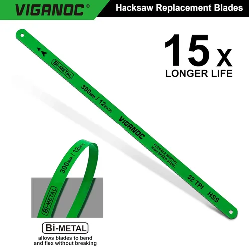Miniatura 3 de Cuchillas de repuesto para sierra para metales de 12 pulgadas, hojas de sierra bimetálicas de acero de alta velocidad – Hojas de sierra HSS 32TPI
