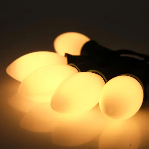 Miniatura 7 de SUNSGNE Bombillas LED C9 de repuesto blancas de Navidad, paquete de 25 bombillas LED de Navidad C9 de plástico para luces de cadena de patio al aire