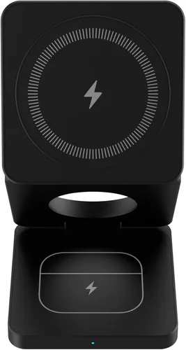 Estación de carga inalámbrica magnética plegable 3 en 1, cargador rápido de 15 W, tipo C, compatible con iPhone 16/15/14/13/12, iWatch, Airpods Negro