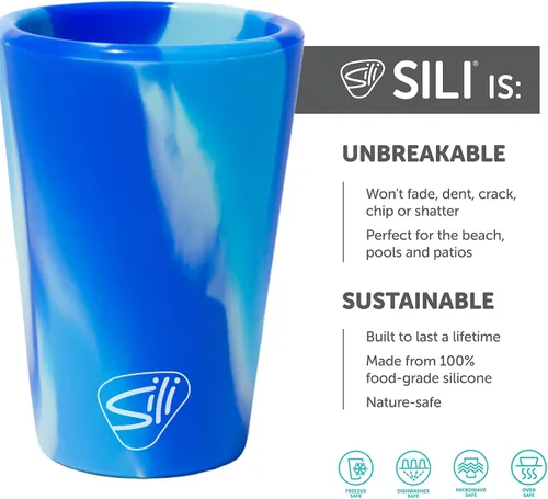 Miniatura 2 de Silipint Vasos de chupito de silicona de 1.5 onzas – Paquete de 2 vasos irrompibles, sin BPA, no tóxicos, aptos para lavavajillas y congelador