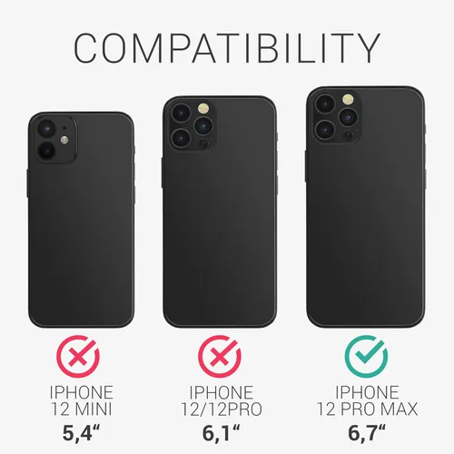 Miniatura 6 de kwmobile Funda cruzada compatible con Apple iPhone 12 Pro Max, funda transparente de TPU con correa de cable, color verde oscuro/transparente