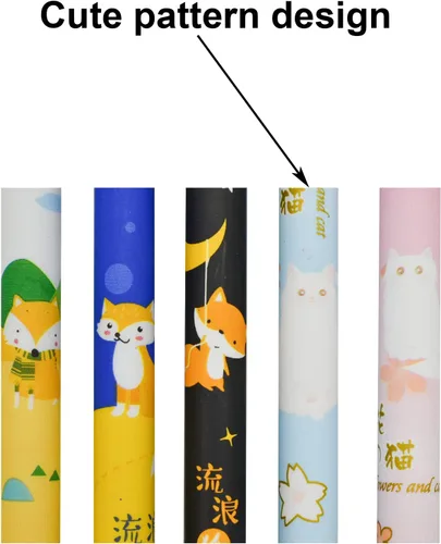 Miniatura 4 de Maydahui 15 bolígrafos de gel borrables con diseño de zorro, lindos bolígrafos de gel kawaii, gatito, flor de cerezo, gato, bolígrafos de gel