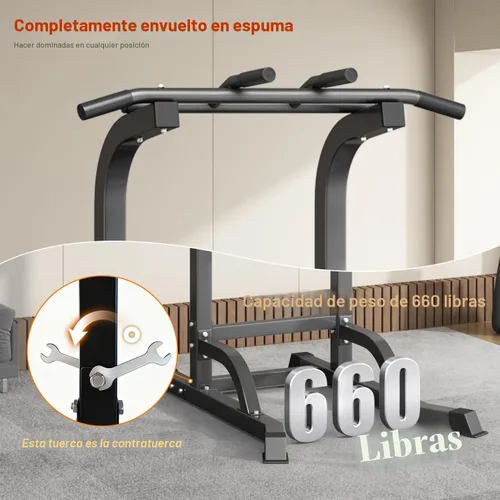 Miniatura 7 de DONIUZ Torre de Potencia Barra de Dominadas y Estación de Fondos, Gimnasio Multifuncional para Casa, Equipo de Entrenamiento de Fuerza, Altura Negro