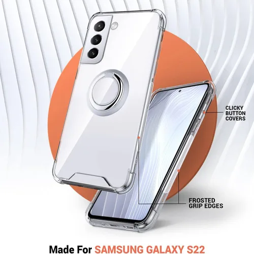 Miniatura 7 de Silverback Funda transparente para Samsung Galaxy S22 con soporte de anillo, amortiguador de golpes protector a prueba de golpes para Galaxy S22