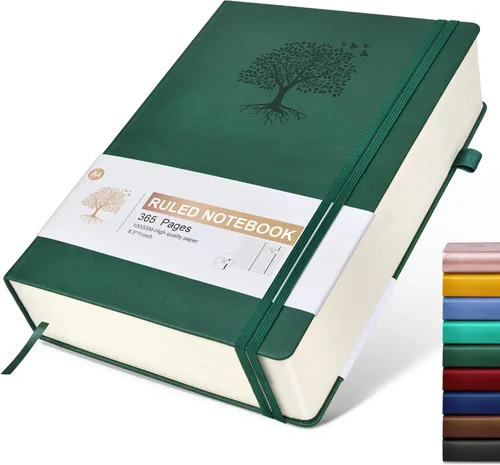 Miniatura 31 de Cuaderno Diario con Líneas - 365 Páginas A5 Cuaderno Grueso para Escribir para Hombres y Mujeres, Cuaderno con Rayas Universitarias, Diario de Cuero