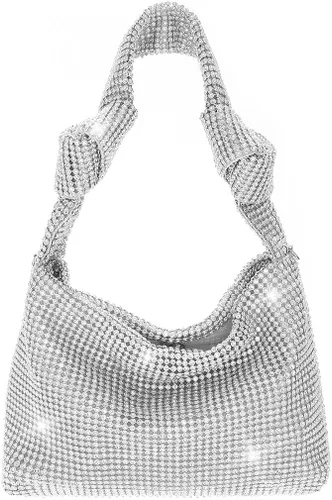 Yokawe Monederos con diamantes de imitación para mujer, bolso de noche brillante mini hobo bolso de vacaciones fiesta club boda bolso