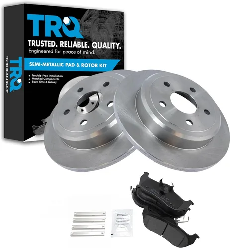 Miniatura 136 de TRQ Juego de pastillas de freno semimetálicas traseras y rotores compatibles con Chevrolet Trailblazer 02-06 Trailblazer EXT 04-06 SSR 02-07 GMC