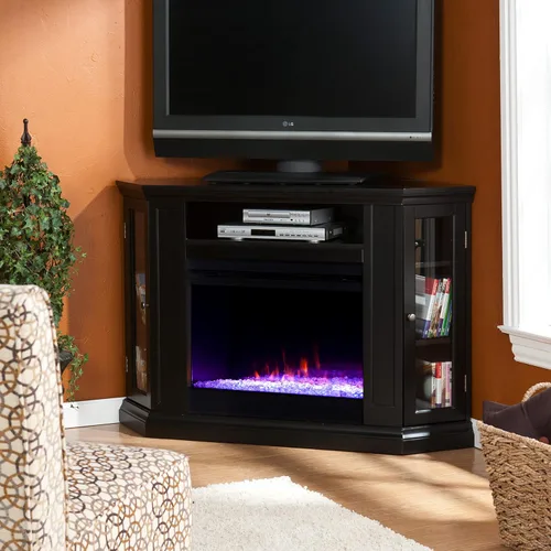 Miniatura 5 de SEI Furniture Claremont Chimenea de esquina eléctrica convertible que cambia de color, color negro