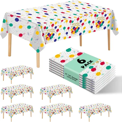 Miniatura 14 de Paquete de 6 manteles de plástico desechables patrióticos de 54 x 108 pulgadas, para fiestas con temática conmemorativa, desechables para mesas de 6