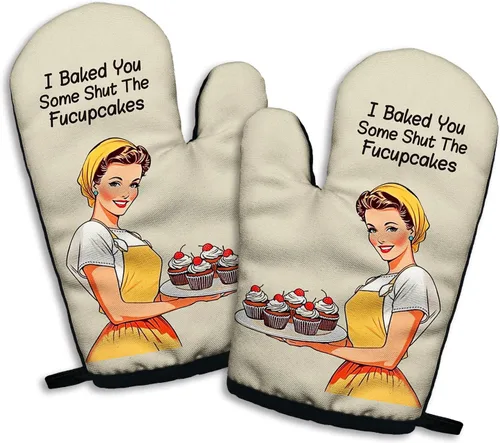 Miniatura 7 de I am Fine - Juego de 2 guantes de horno antideslizantes de silicona divertidos, guantes de cocina retro, regalo de cocina para mujeres, regalos