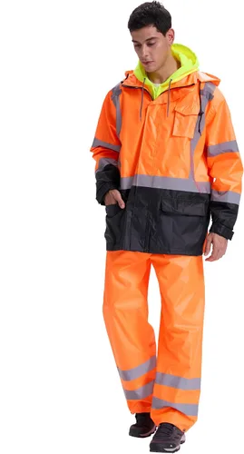 Miniatura 10 de SRsafety Equipo de lluvia de alta visibilidad, equipo de lluvia de trabajo de alta visibilidad clase 3 para hombres, trajes de lluvia de construcción