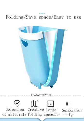 Miniatura 2 de Cubo de basura colgante de cocina, cubo de basura pequeño plegable para puerta de armario de cocina, contenedor de basura de plástico plegable