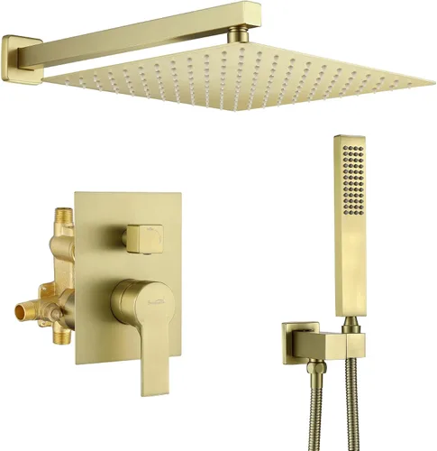 Miniatura 11 de SHAMANDA Juego de ducha de lujo, grifo de ducha de una sola manija para baño con cuerpo de válvula de ajuste, kit completo de ducha de mano, sistema