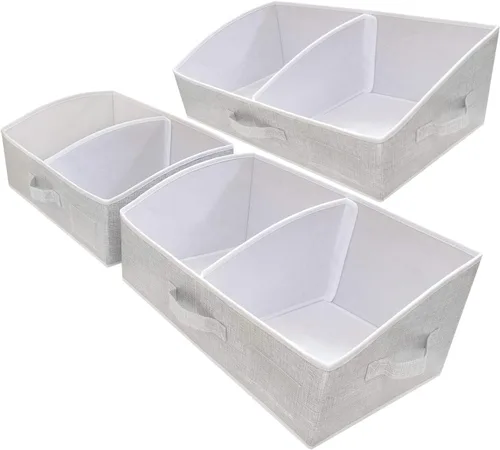Miniatura 10 de Paquete de 3 contenedores de almacenamiento para armario, caja de almacenamiento grande trapezoidal, cestas de tela plegables para organizar ropa