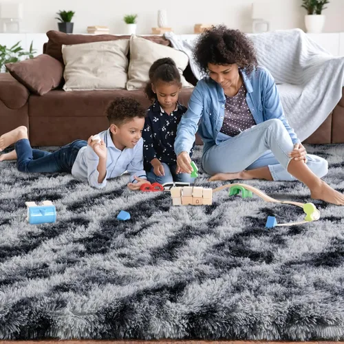 Miniatura 188 de Alfombras de área de 8x10 para sala de estar, alfombra shaggy grande ultra suave y esponjosa para dormitorio, alfombras de felpa mullida Blanco crema