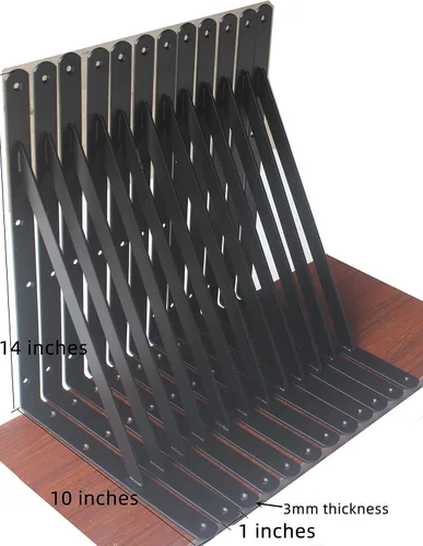 Miniatura 2 de Paquete de 20 soportes de estante resistentes negros de 14 pulgadas de largo x 10 pulgadas de alto con tornillos, soportes de estante de metal