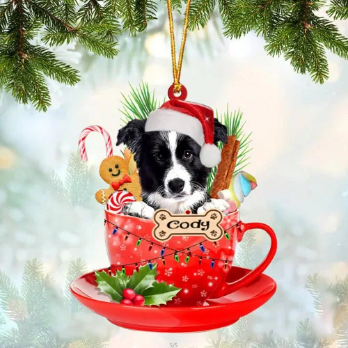 Miniatura 53 de NAZENTI Adorno personalizado de Alaskan Malamute en taza roja, adorno de Navidad personalizado para perros amantes de las mascotas, colgante