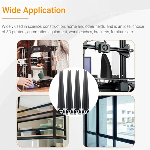 Miniatura 7 de 4 piezas de perfil de extrusión de aluminio de 11.811 in 2020 tipo V extrusión de aluminio estándar europeo anodizado riel lineal con accesorios