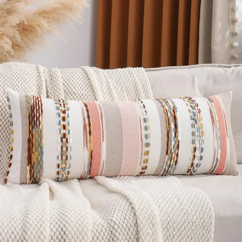 Miniatura 15 de Juego de 2 fundas de almohada bohemias de 18 x 18 pulgadas, fundas de almohada decorativas de felpilla con patrón de granja para decoración del hogar
