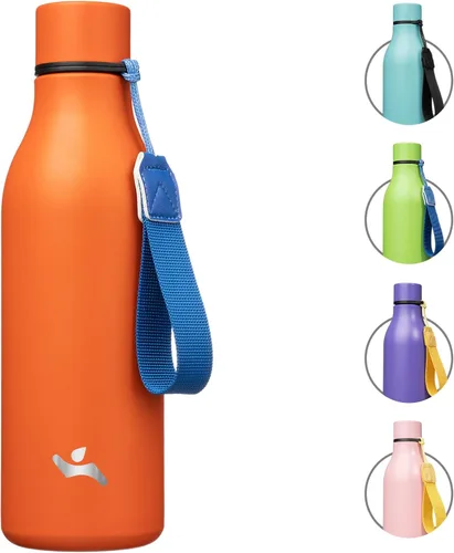 Miniatura 38 de Konokyo Botella de agua aislada con correa, botella de agua de acero inoxidable de 18 onzas de doble pared con aislamiento al vacío, frasco de Verde