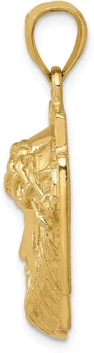 Miniatura 2 de Colgante de oro amarillo macizo de 14 k con cabeza de Jesús grande con corona emperador Rey Rey Reina Real