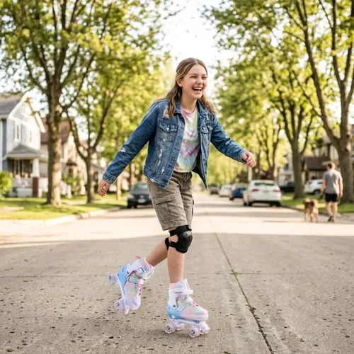 Miniatura 2 de Patines de ruedas para niños, 4 tamaños ajustables con todas las ruedas iluminadas, patines de 10C a 8 patines para niños pequeños, principiantes
