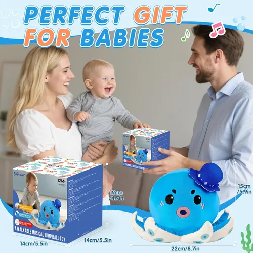 Miniatura 7 de Juguete musical para bebé de 6 a 12 meses, pulpo de peluche recargable que gatea con 40 canciones y grabación de voz – Juguete interactivo
