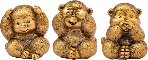 Miniatura 6 de TOHLUCS Estatua de 3 monos sabios. No ves el mal, no escuchas el mal, no hablas de monos malvados. Trae buena suerte, sabiduría. Figuras de mono