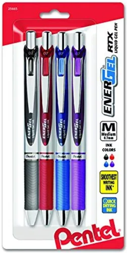 Miniatura 16 de Pentel EnerGel RTX - Bolígrafo de gel líquido retráctil, (1.0mm), línea gruesa, punta de metal, tinta verde, paquete de 2 unidades (BL80BP2D)