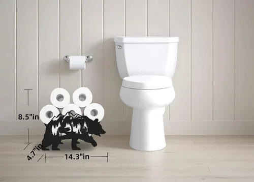 Miniatura 6 de Black Bear - Soporte de papel higiénico de metal, divertido soporte de papel de animales para baños, organizador independiente con capacidad para 8