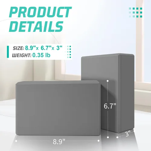 Miniatura 2 de Yoga Blocks 4 Pack - Premium 3x6x9 IN EVA Foam Bricks for Pilates Workout, Stretching, Meditation Non-slip and Lightweight Yoga Bricks for