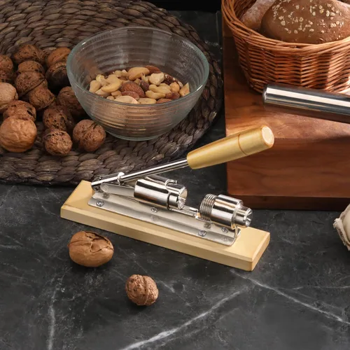 Miniatura 4 de New Star Foodservice 28003 Galleta de nuez de nuez de pecana resistente, base niquelada de acero/madera