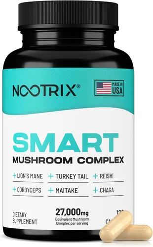 Nootrix Suplemento complejo de hongos inteligentes | Suministro para 60 días | Apoya la memoria, el enfoque mental, la salud cognitiva y la energía