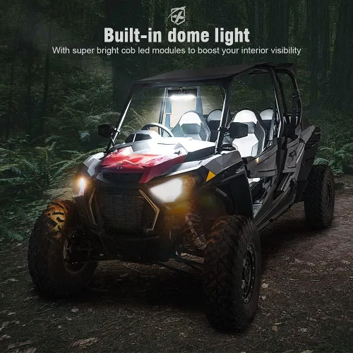 Miniatura 2 de Xprite 9" Espejo retrovisor central UTV con luces interiores y interruptor basculante, espejos retrovisores de aluminio se ajusta a 1.75"-2