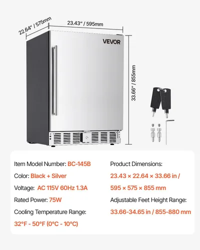 Miniatura 7 de VEVOR Refrigerador de bebidas para exteriores de 24 pulgadas, refrigerador de bebidas integrado de 150 cuartos de galón, enfriador de eficiencia