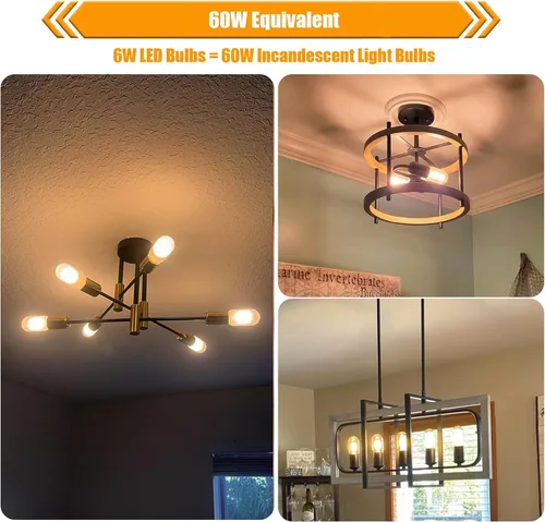 Miniatura 3 de Bombilla LED regulable T45 equivalente a 60 W, bombillas LED Edison vintage E26, bombilla decorativa tubular transparente, 2700 K, blanco suave, 750
