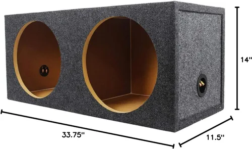 Miniatura 5 de Rockville RD12 Caja de subwoofer sellada doble de 12 pulgadas y 1.25 pies cúbicos, fabricada en EE. UU., MDF de 3/4 pulgadas, alfombra negra