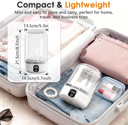 Miniatura 3 de Lavadora portátil, lavadora inalámbrica recargable de 7000mAh con 10 pinzas para ropa Limpieza profunda de ropa de bebé, ropa interior, calcetines