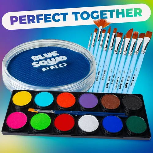 Miniatura 7 de Blue Squid Pintura facial profesional a base de agua para una sola torta, pintura facial y corporal activada por agua, pintura facial para niños