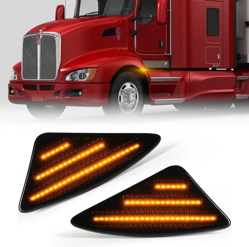 Luces LED de posición laterales compatibles con Kenworth T660 T170 T270 T370 semirremolques 2008-2021, luces direccionales ahumadas, Plug & Play,