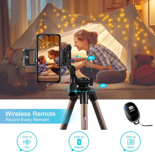 Miniatura 5 de Endurax Trípode de 60'' para Cámara Canon Nikon DSLR, Trípode para Teléfono con Cámara con Soporte Universal, Bolsa de Transporte, Carga Máx. 6.6