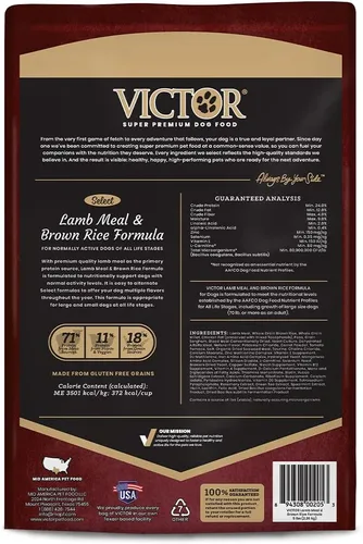 Miniatura 3 de VICTOR Super Premium - Alimento para perros – Fórmula de harina de cordero y arroz integral – Alimento seco para perros sin gluten para todos