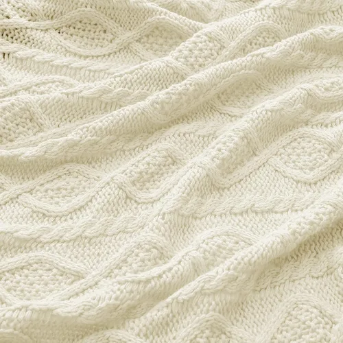Miniatura 6 de Homiest Juego de 3 mantas y almohadas de punto trenzado, color blanco crema, manta de punto (50 x 60 pulgadas) y 2 fundas de almohada