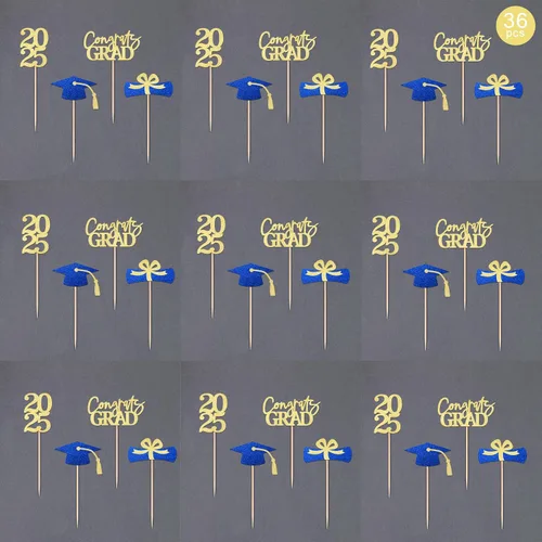 Miniatura 3 de Gexolenu Decoración de graduación de clase 2025 para cupcakes, tapa de graduación de doble cara para suministros de fiesta de graduación