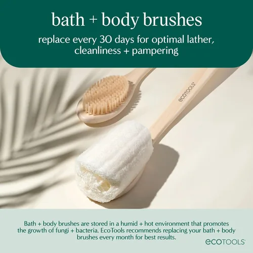 Miniatura 7 de EcoTools Cepillo corporal seco, para rutina de cuidado de la piel después de la ducha y el baño, elimina la suciedad y promueve la circulación
